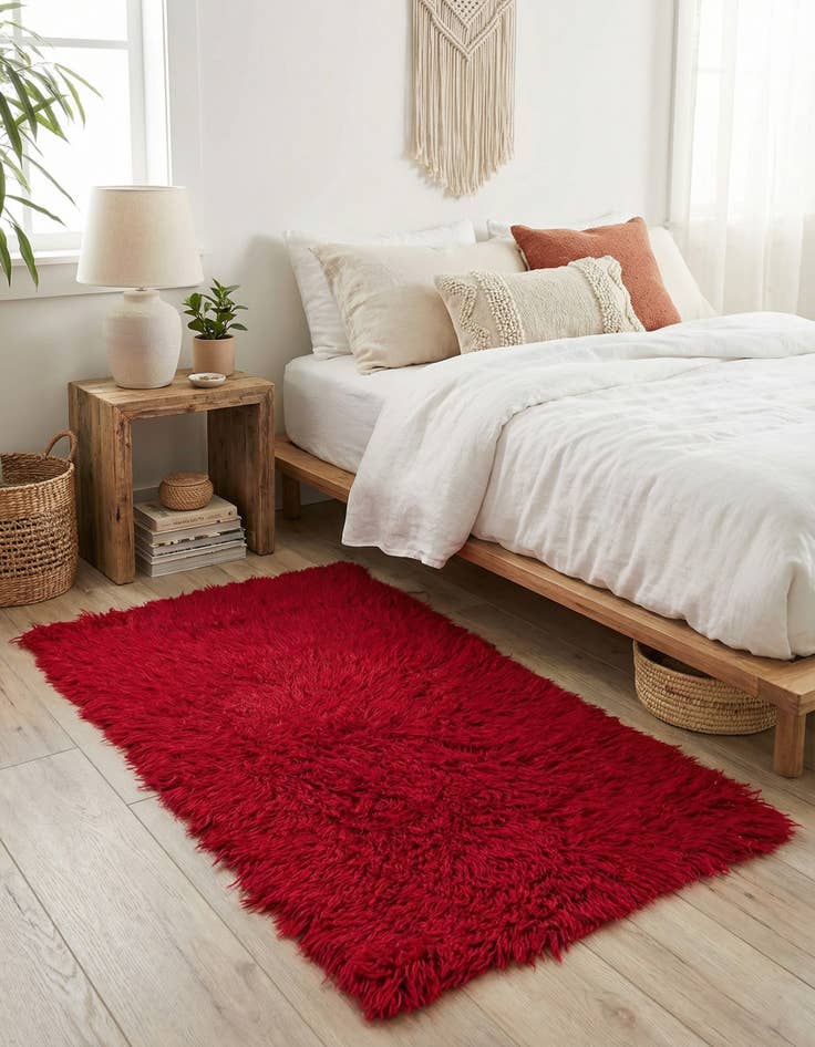 Detail image of 2' 4 x 4' 7 Hand Knotted Moroccan Wool Runner Rug