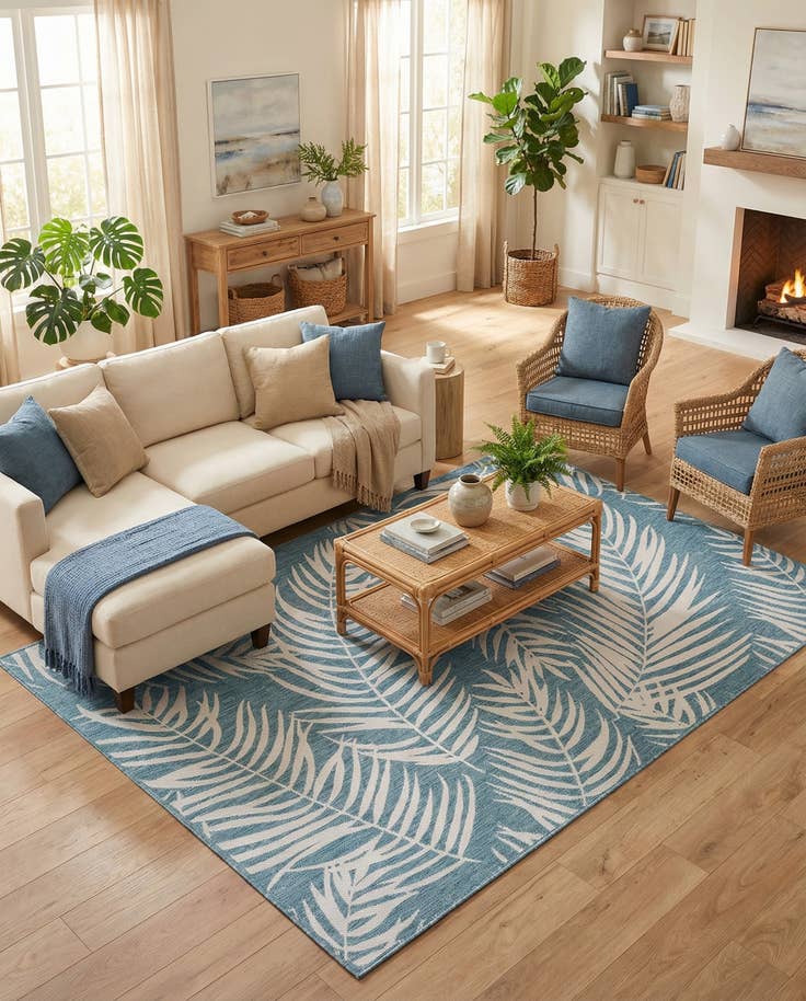 Detail image of 7' 10 x 11' Easy-Clean Botanical Indoor / Outdoor Rug