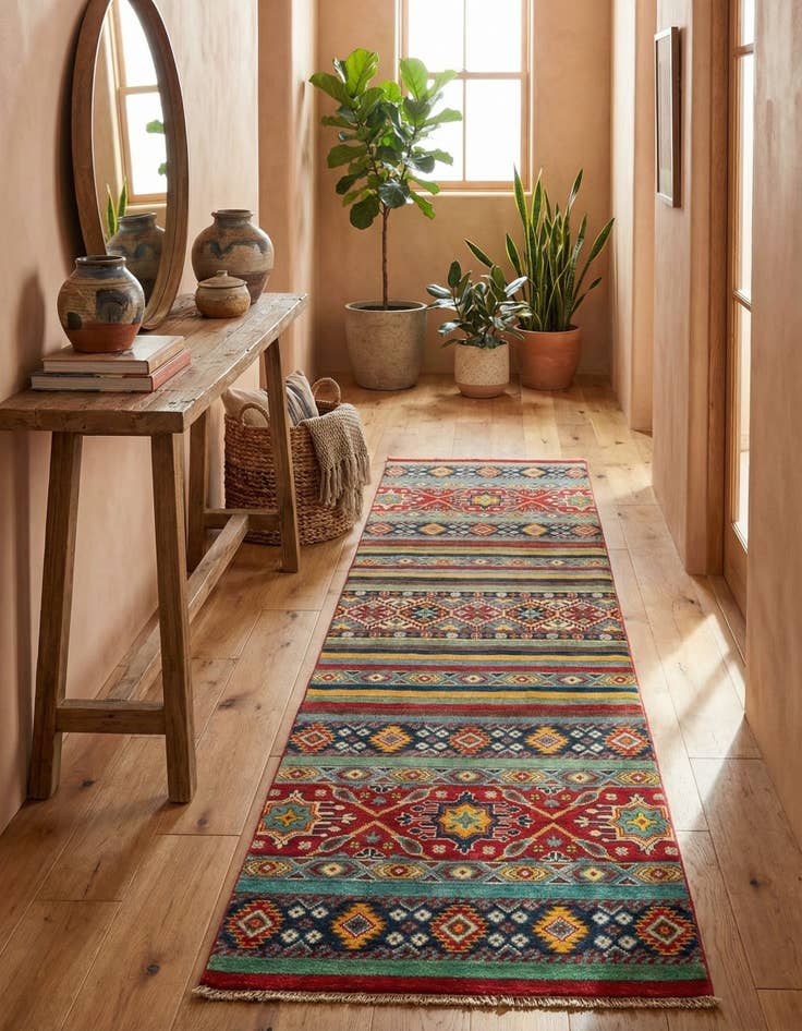 Detail image of 2' 9 x 10'  Hand Knotted Kazak Runner Rug