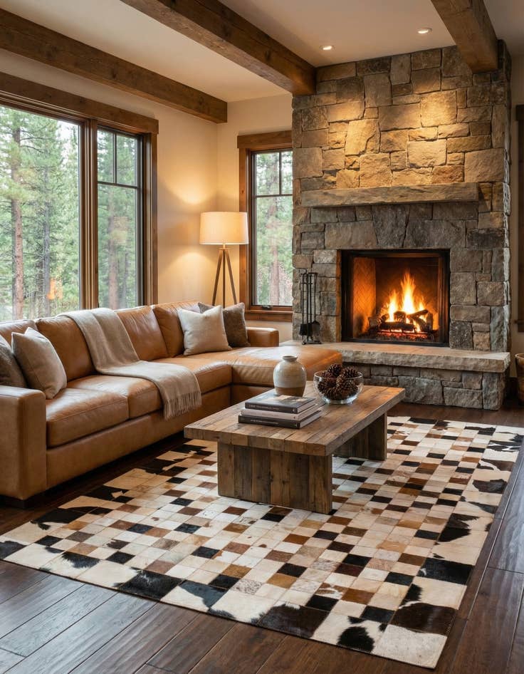 Detail image of 5' x 8' Cowhide Leather Rug