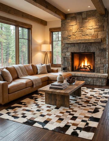 5' x 8' Cowhide Leather Rug