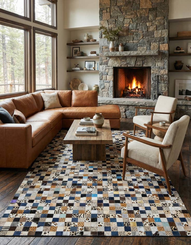 Detail image of  5' x 8' Cowhide Leather Rug