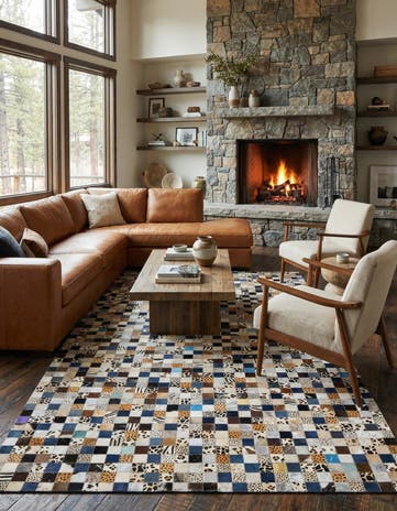 5' x 8' Cowhide Leather Rug