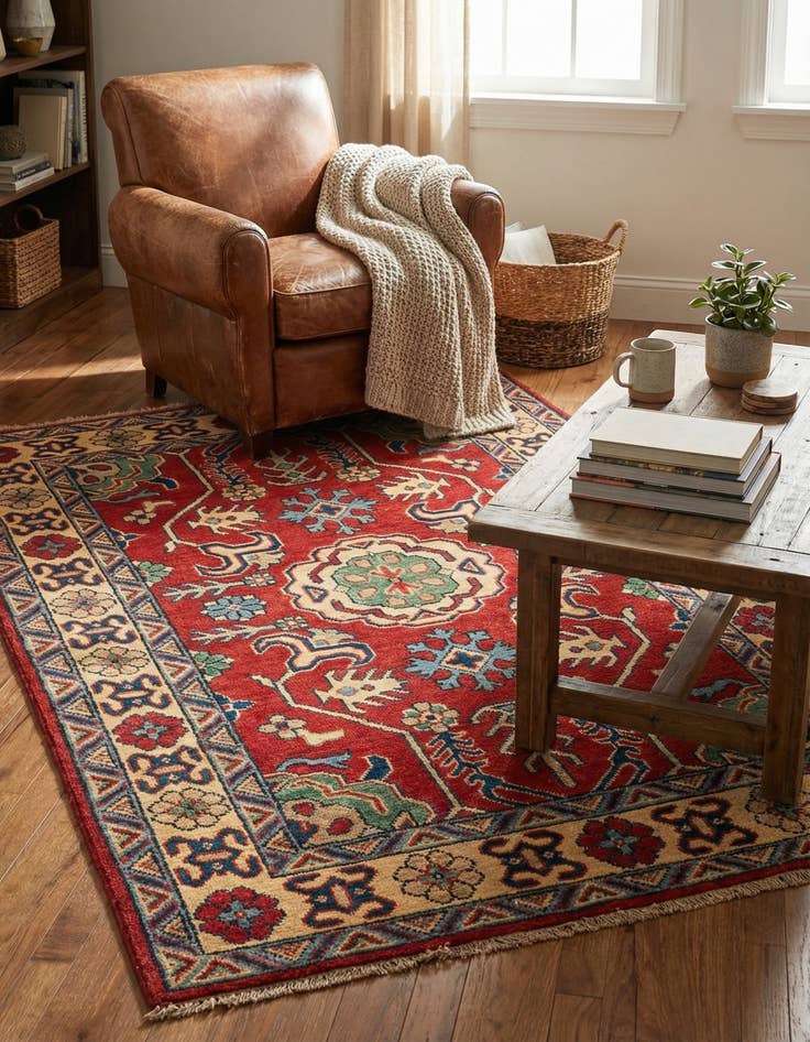 Detail image of 3' 4 x 5'  Hand Knotted Kazak Rug