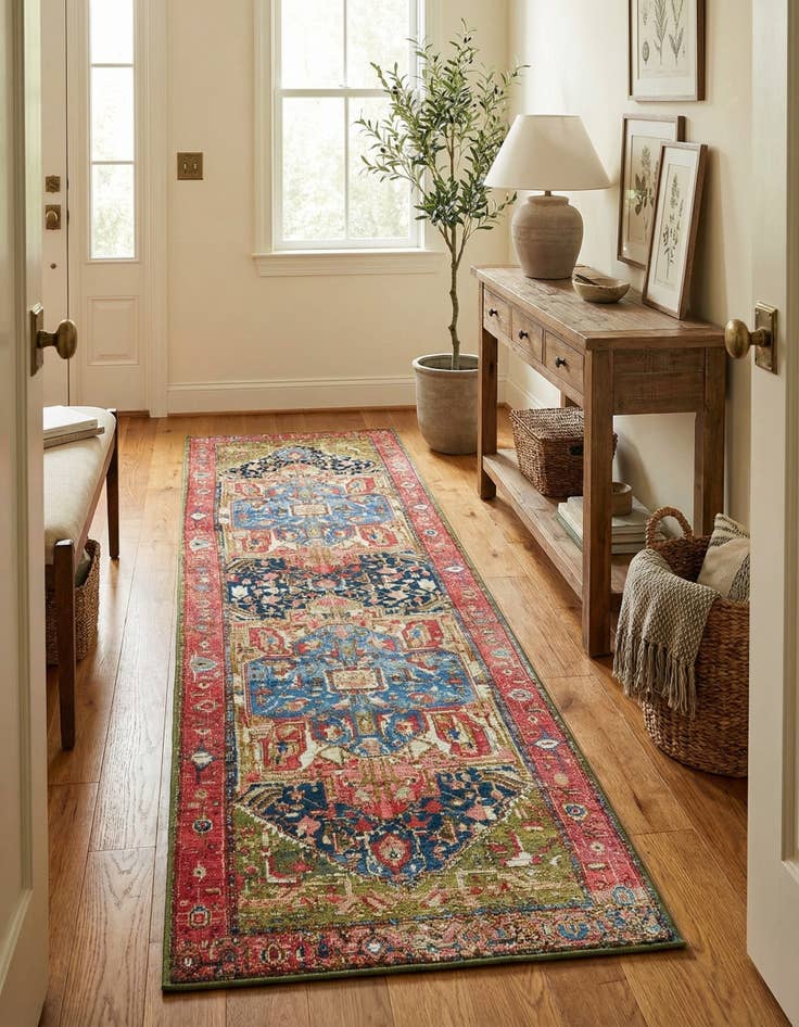 Detail image of  2' 7 x 10'  Washable Traditional Indoor / Outdoor Runner Rug