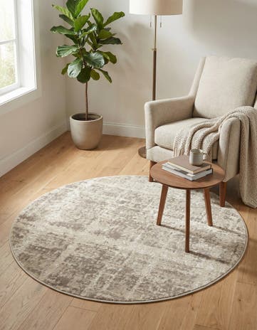 Jill Zarin Light Brown Uptown Lexington Avenue Round Rug