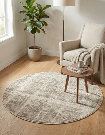Jill Zarin Light Brown Uptown Lexington Avenue Round Rug