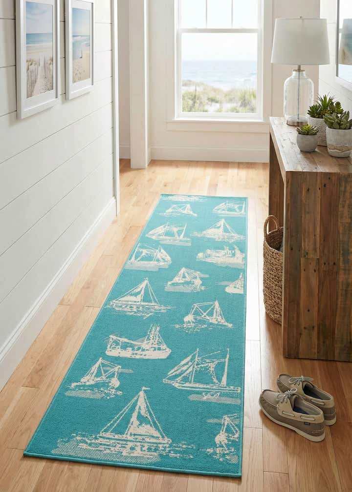 2' 7 x 12' Easy-Clean Coastal Indoor / Outdoor Runner Rug