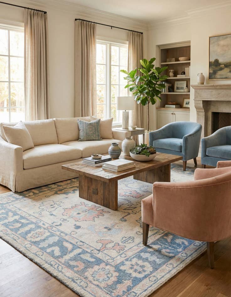 Detail image of 8' 1 x 9' 10  Hand Knotted Oushak Wool Rug