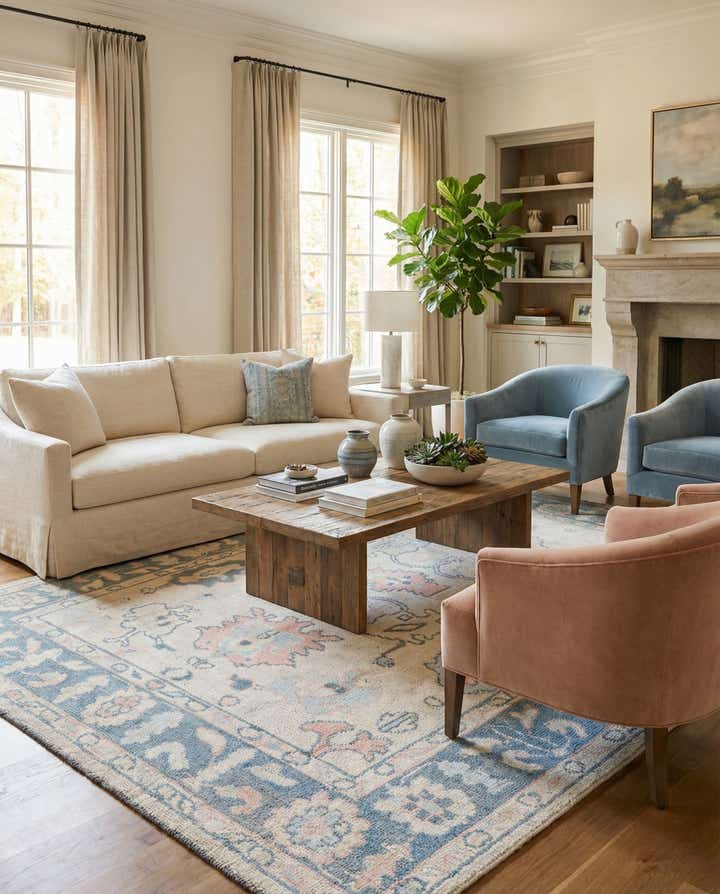 8' 1 x 9' 10 Hand Knotted Oushak Wool Rug