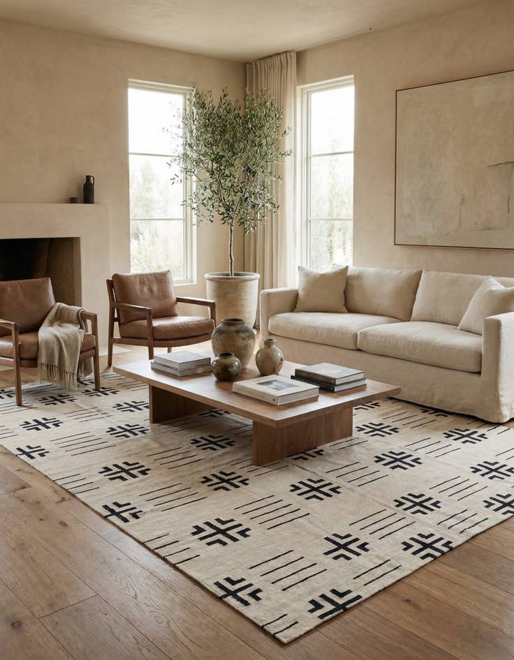 Detail image of 8' 6 x 10' 10  Hand Woven Kilim Modern Wool Rug