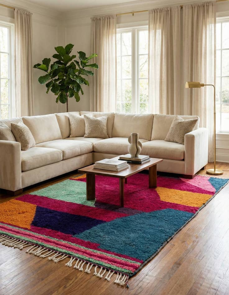 Detail image of 5' 5 x 8'  Hand Knotted Moroccan Wool Rug