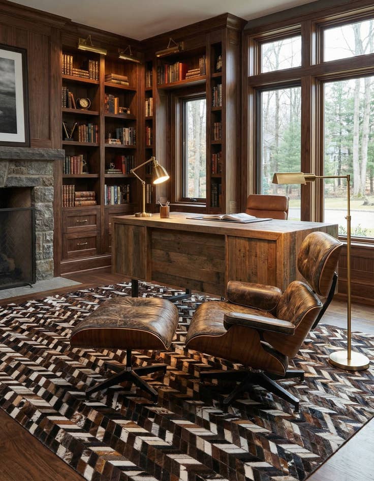 Detail image of 4' 11 x 8' Cowhide Stocks Rug