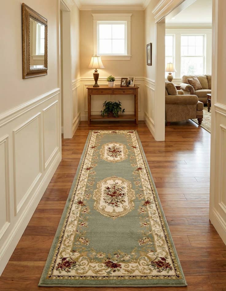 Detail image of 2' 7 x 10' Classic Aubusson Runner Rug