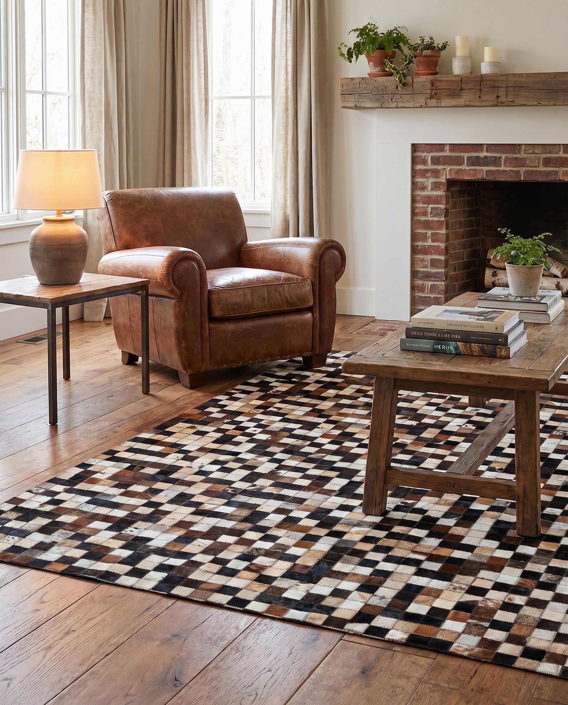 4' 1 x 6' 1 Cowhide Leather Rug