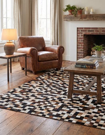 4' 1 x 6' 1 Cowhide Leather Rug