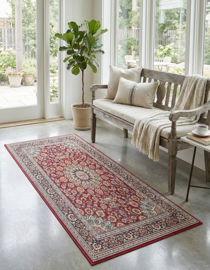 Detail image of 4' 1 x 6' 1  Washable Traditional Indoor / Outdoor Rug