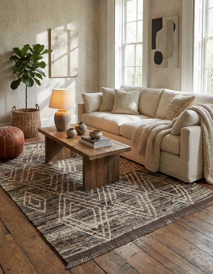 Detail image of 5' 5 x 8'  Hand Knotted Moroccan Wool Rug