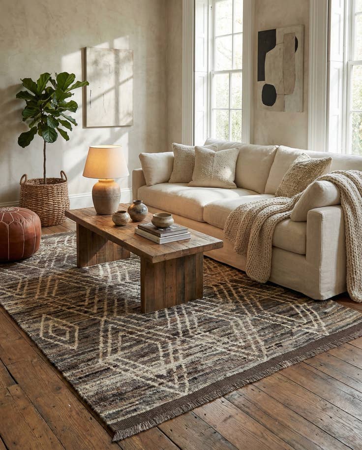 Detail image of 5' 5 x 8' Hand Knotted Moroccan Wool Rug