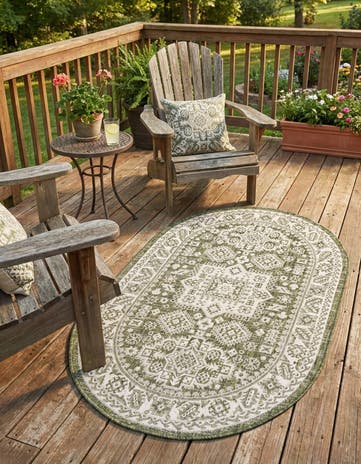 3' x 5' 3 Easy-Clean Aztec Indoor / Outdoor Oval Rug