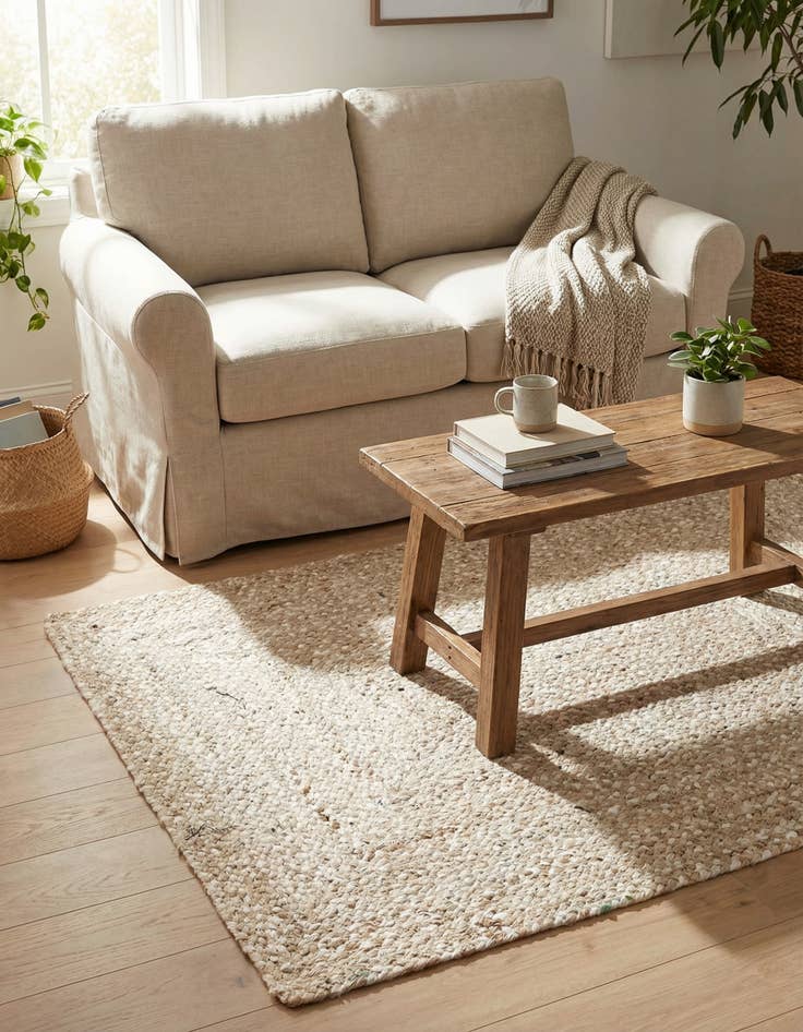 Detail image of 4' 1 x 6' 1  Hand Braided Chindi Rug