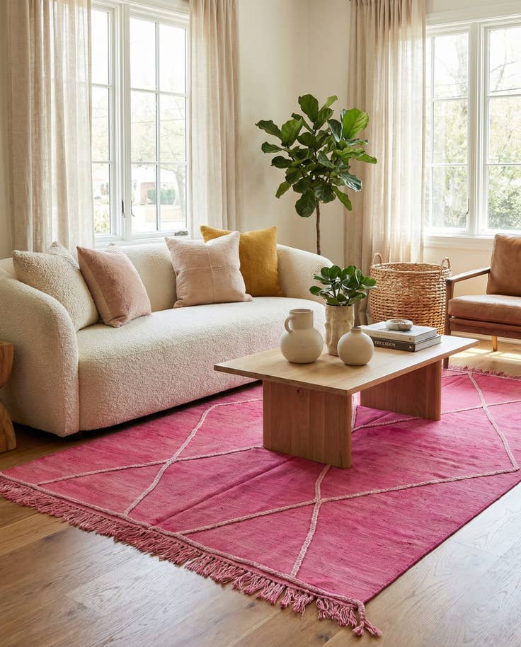 Detail image of 4' 11 x 7' 2 Hand Woven Kilim Modern Wool Rug