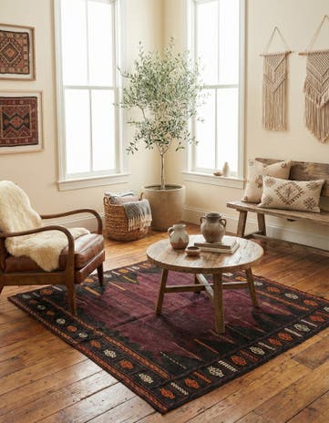 4' 2 x 4' 6 Hand Knotted Kilim Fars Persian Wool Square Rug