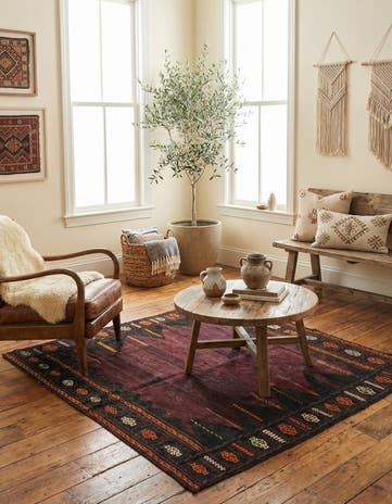 4' 2 x 4' 6 Hand Knotted Kilim Fars Persian Wool Square Rug