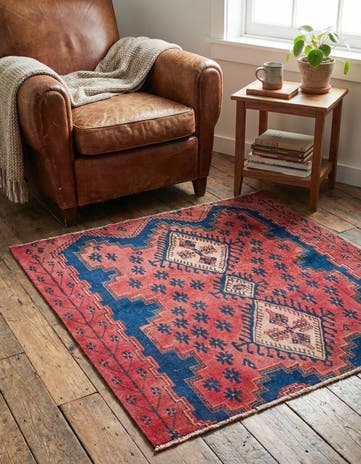 4' 1 x 4' 1 Hand Knotted Ultra Vintage Persian Wool Square Rug