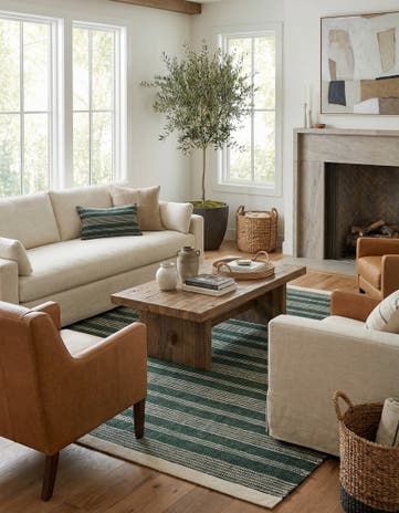 Hunter Green Hand Woven Lariat Square Rug