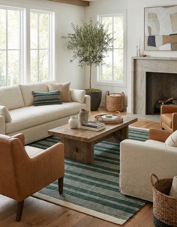 Hunter Green Hand Woven Lariat Square Rug