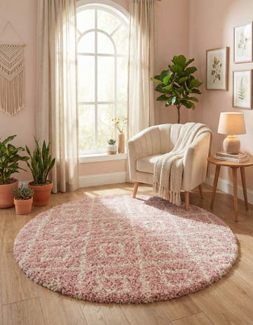 7' 10 x 7' 10 Lattice Shag Round Rug