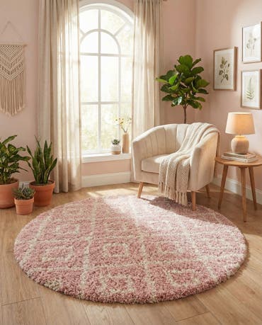  7' 10 x 7' 10 Lattice Shag Round Rug