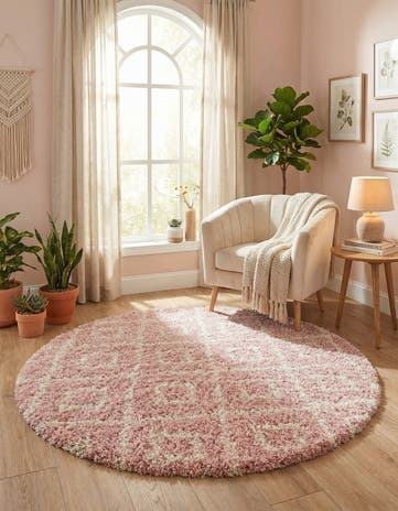 7' 10 x 7' 10 Lattice Shag Round Rug
