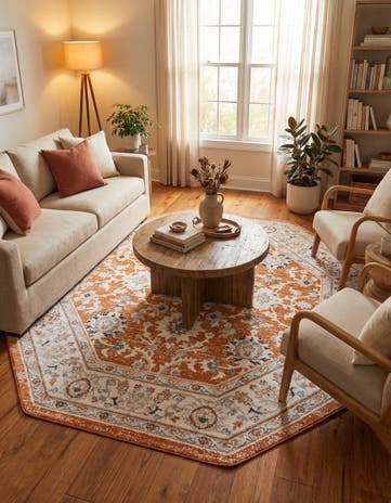 Rust Red Charlotte Octagon Rug