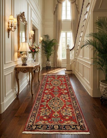 2' 8 x 6' 11 Hand Knotted Qom Persian Runner Rug