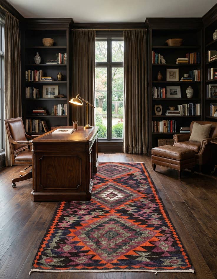 Detail image of 4' 5 x 7' 7  Hand Woven Kilim Fars Wool Runner Rug