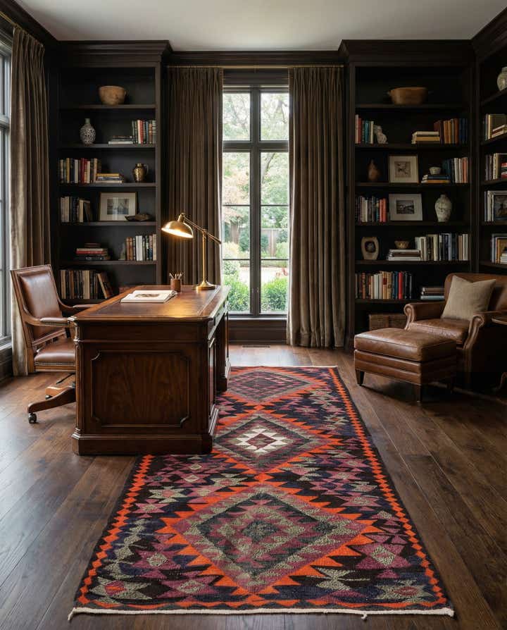 4' 5 x 7' 7 Hand Woven Kilim Fars Wool Runner Rug