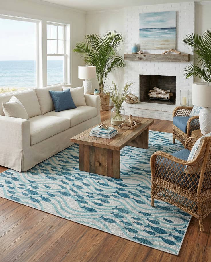 Detail image of 10' x 13' Easy-Clean Coastal Indoor / Outdoor Rug