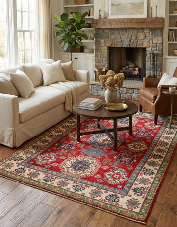 5' 5 x 8' Hand Knotted Kazak Rug