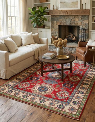 5' 5 x 8' Hand Knotted Kazak Rug
