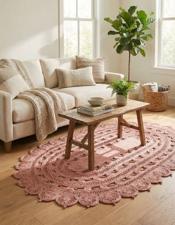 5' 1 x 8' Handmade Braided Jute Oval Rug