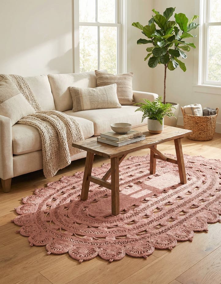 5' 1 x 8' Handmade Braided Jute Oval Rug