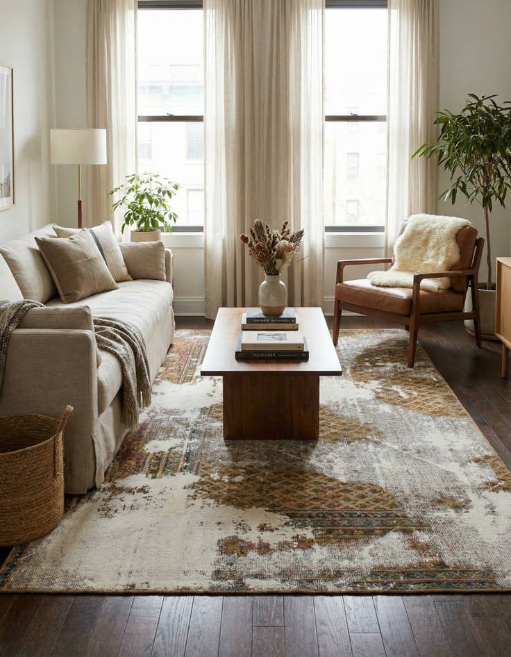 Detail image of 4' 4 x 6' 6  Hand Knotted Ultra Vintage Persian Wool Rug