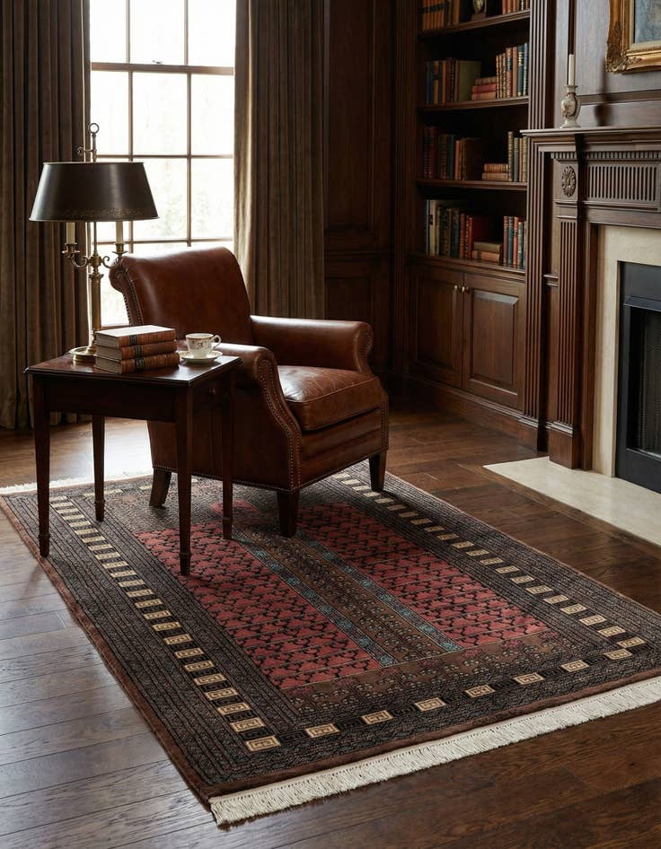 Detail image of 4' 4 x 6' 6  Hand Knotted Bokhara Oriental Wool Rug