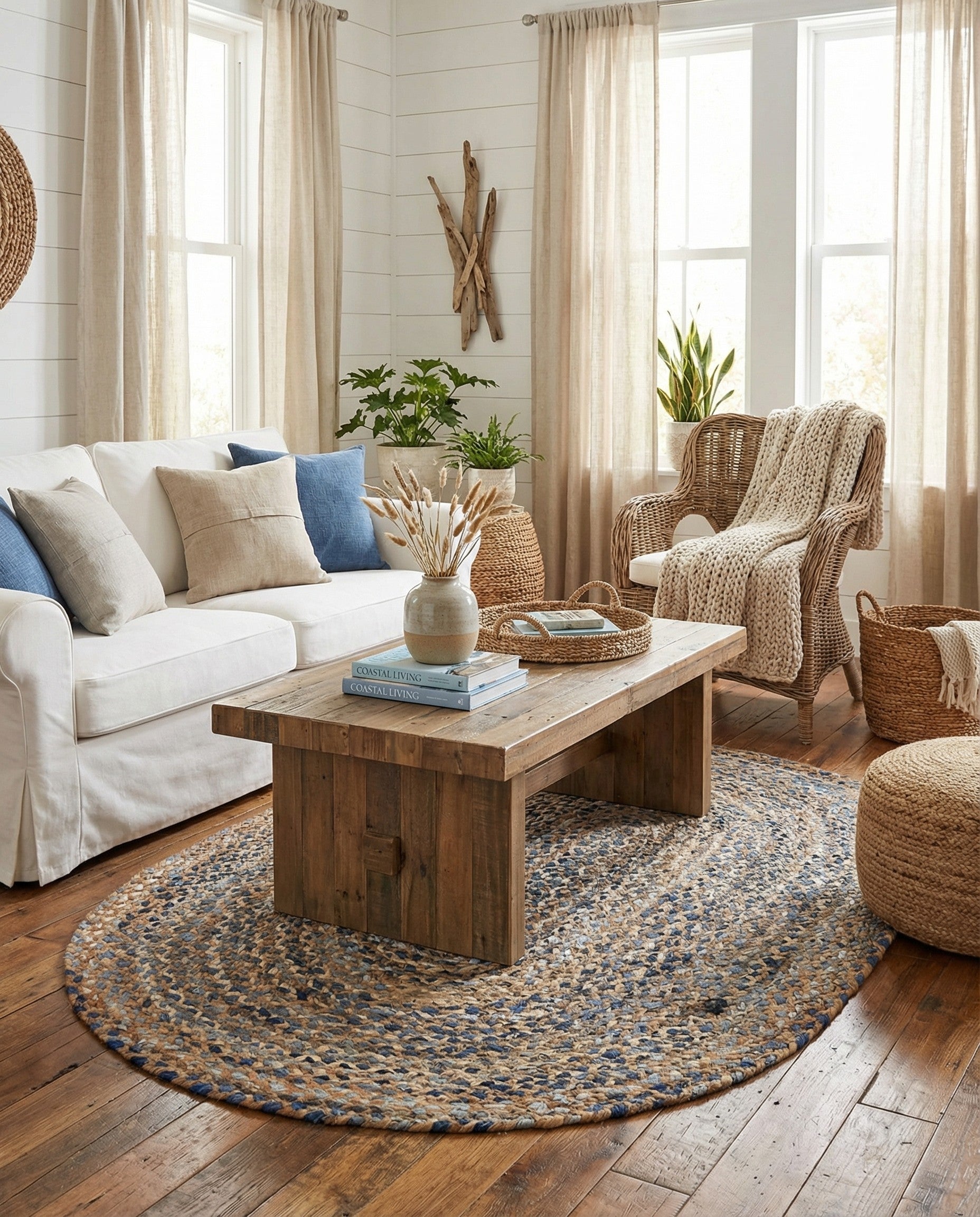  4' 1 x 6' 1  Hand Braided Chindi Oval Rug