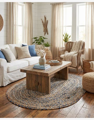 4' 1 x 6' 1 Handmade Braided Chindi Oval Rug