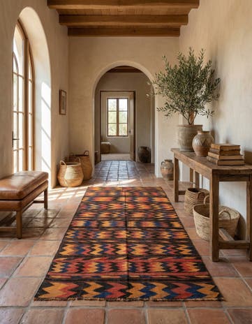 5' 2 x 10' 2 Hand Woven Kilim Afghan Wool Runner Rug