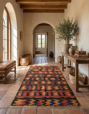 5' 2 x 10' 2 Hand Woven Kilim Afghan Wool Runner Rug