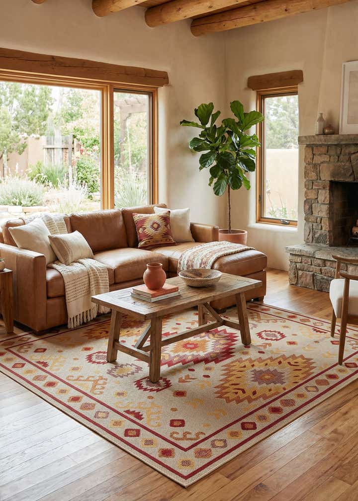 7' 10 x 7' 10 Easy-Clean Baja Indoor / Outdoor Square Rug